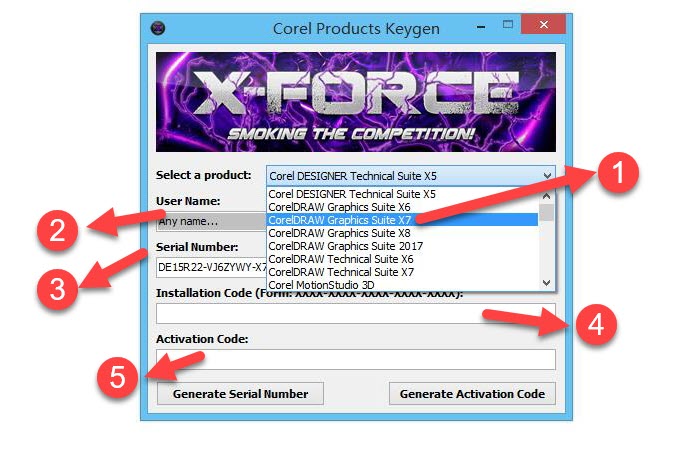 corel draw x7 serial number and activation code